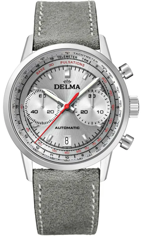 Delma Continental Pulsometer Silver Watch sold by Jura Watches