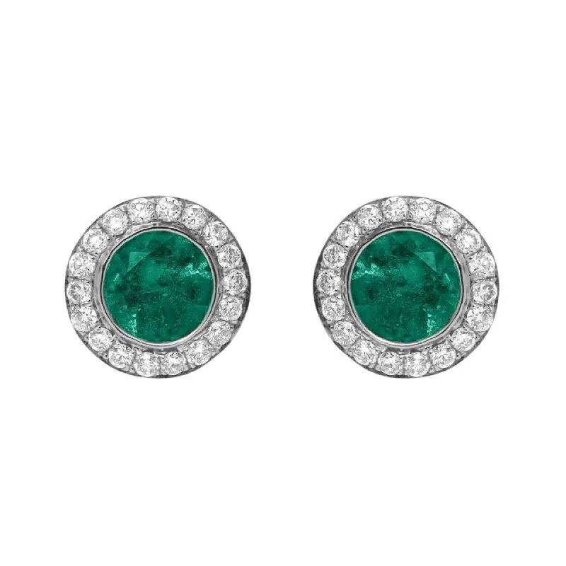 18ct White Gold 0.43ct Emerald Diamond Round Stud Earrings sold by Jura Watches