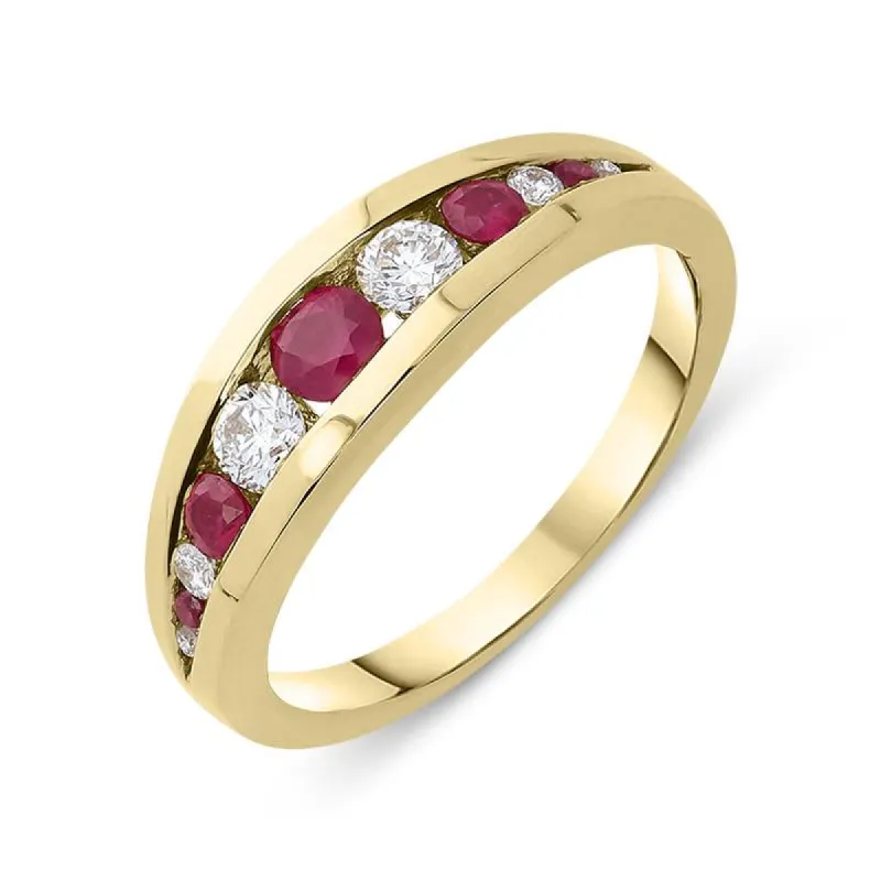 18ct Yellow Gold 0.29ct Ruby Diamond Graduating Ring sold by Jura Watches