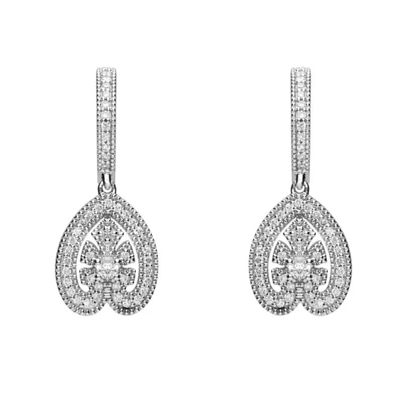 18ct White Gold  0.33ct Diamond Style & Fashion Leaf Drop Earrings D sold by Jura Watches