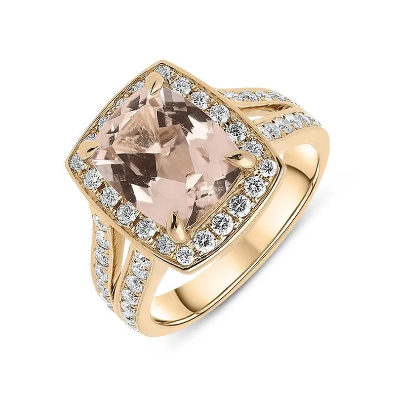 18ct Rose Gold 2.98ct Morganite 0.70ct Diamond Cushion Cut Ring D sold by Jura Watches