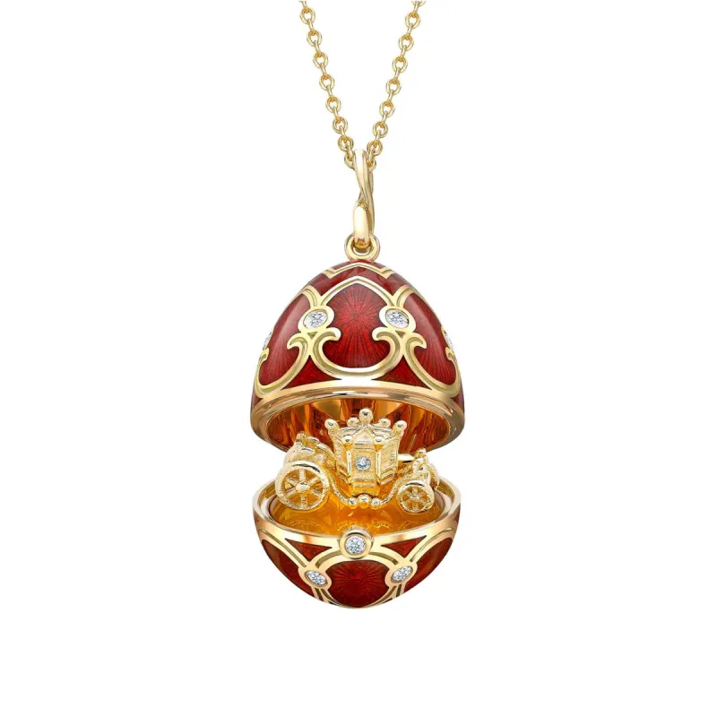 Faberge Heritage Yellow Gold Red Guilloche Enamel Gold State Coach Surprise sold by Jura Watches