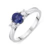 18ct White Gold 0.55ct Sapphire Diamond Oval Cut Trilogy Ring sold by Jura Watches