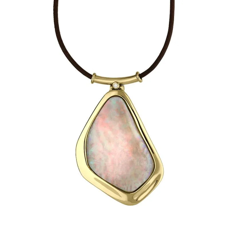 18ct Yellow Gold Opal Diamond Unique Necklace D sold by Jura Watches