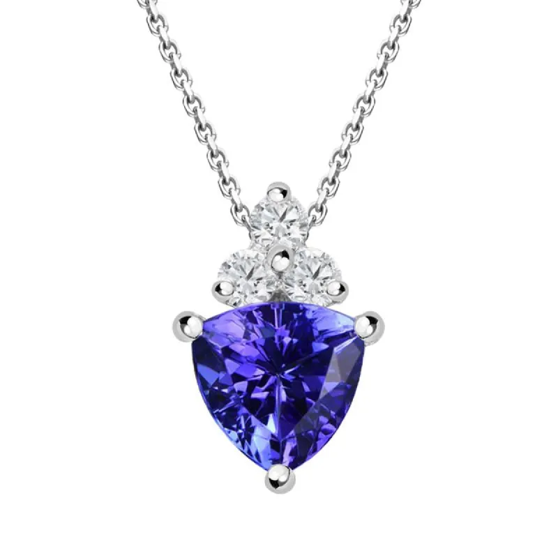 18ct White Gold 0.61ct Tanzanite Diamond Trillion Cut Necklace D sold by Jura Watches