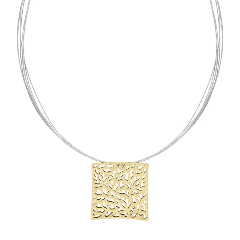Sterling Silver Gold Plated Square Cut Out Necklace D sold by Jura Watches