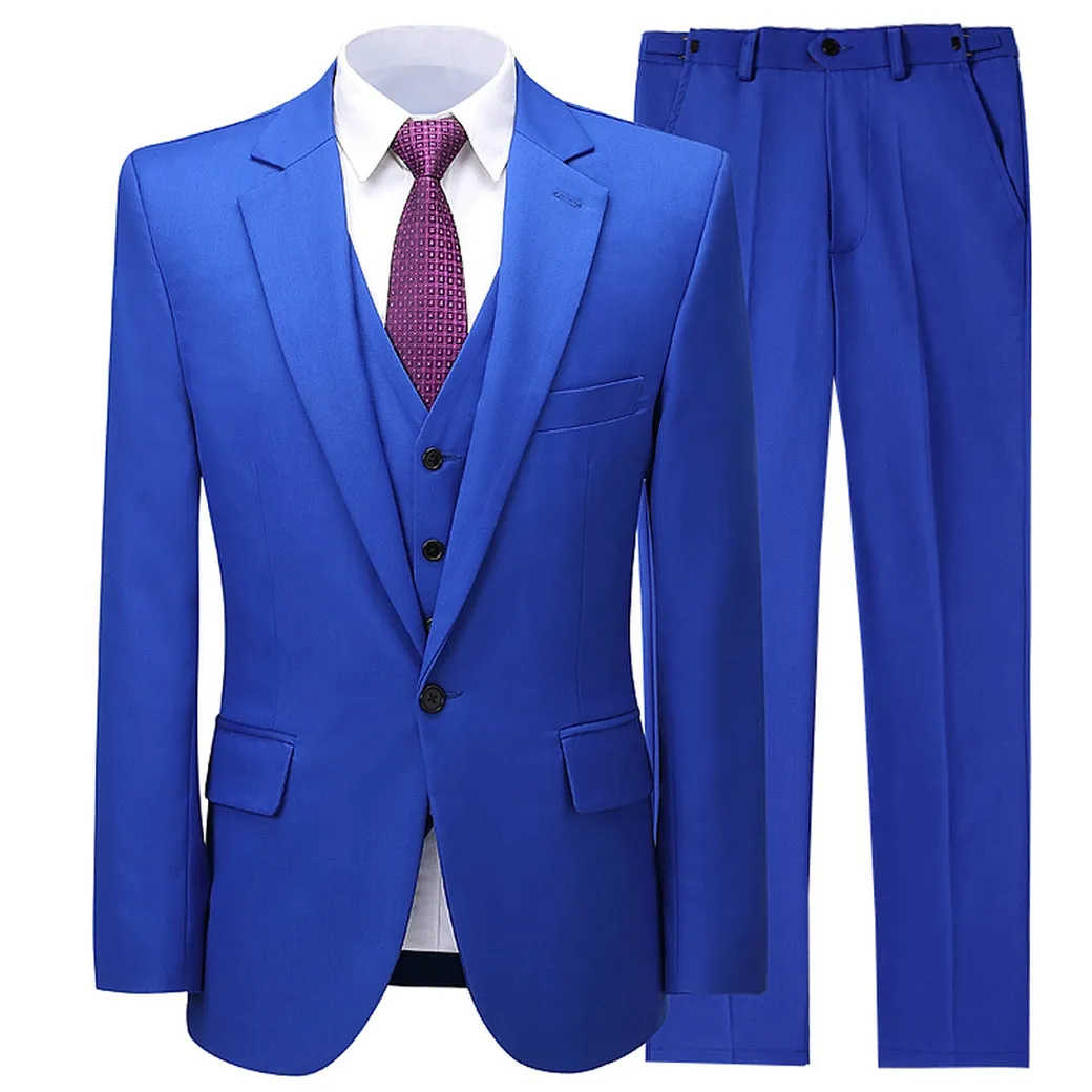 Menseventwear Business 3 Piece Men's Suit Flat Notch Lapel Wedding Tuxedos (Blazer + Vest + Pants) sold by Mens Event Wear