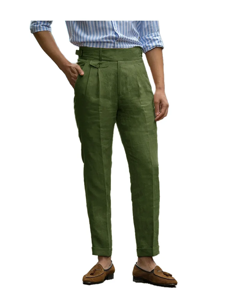 Casual Men's Suit Pants Cotton LinenTrousers For Wedding sold by Mens Event Wear