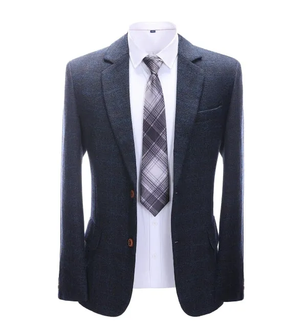 Mens Suit Business 2 Pieces Formal Navy Plaid Notch Lapel Tuxedos (Blazer+Pants) sold by Mens Event Wear product image thumbnail 2