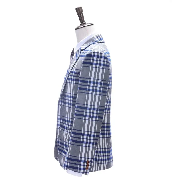 Mens Suit Formal Tweed 2 Pieces Business Grey Plaid Notch Lapel Tuxedos for Wedding (Blazer+Pants) sold by Mens Event Wear product image thumbnail 2