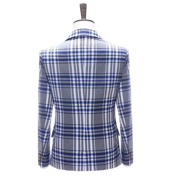 Mens Suit Formal Tweed 2 Pieces Business Grey Plaid Notch Lapel Tuxedos for Wedding (Blazer+Pants) sold by Mens Event Wear product image thumbnail 4