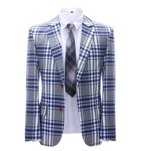 Mens Suit Formal Tweed 2 Pieces Business Grey Plaid Notch Lapel Tuxedos for Wedding (Blazer+Pants) sold by Mens Event Wear product image thumbnail 3