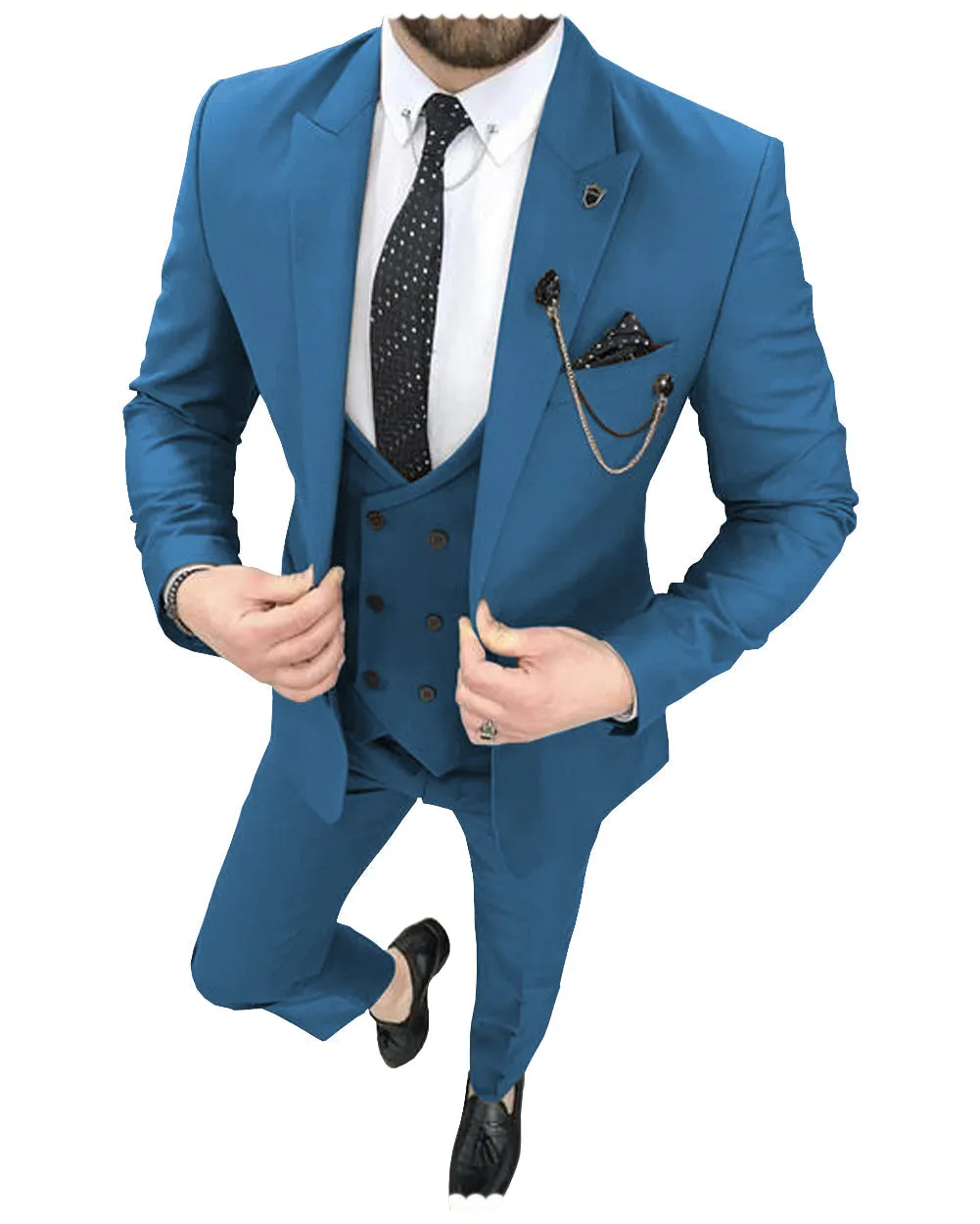Fashion 3 Pieces Mens Suit Peak Lapel Tuxedos For Wedding (Blazer+vest+Pants) sold by Mens Event Wear product image thumbnail 2