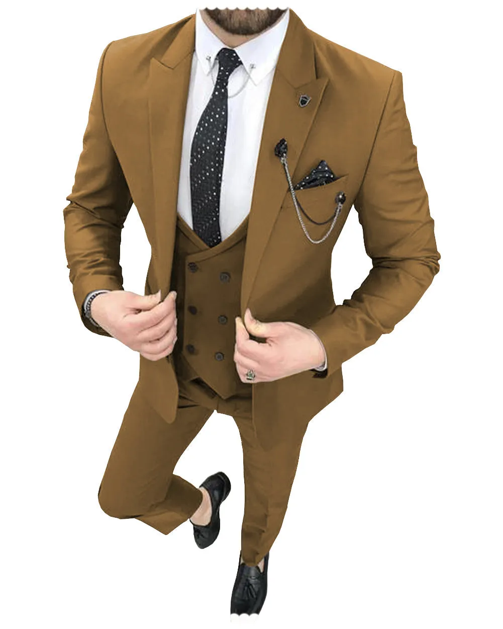 Fashion 3 Pieces Mens Suit Peak Lapel Tuxedos For Wedding (Blazer+vest+Pants) sold by Mens Event Wear product image thumbnail 5