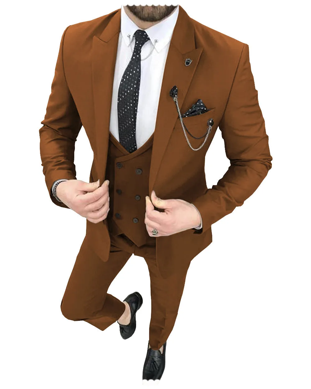 Fashion 3 Pieces Mens Suit Peak Lapel Tuxedos For Wedding (Blazer+vest+Pants) sold by Mens Event Wear product image thumbnail 4