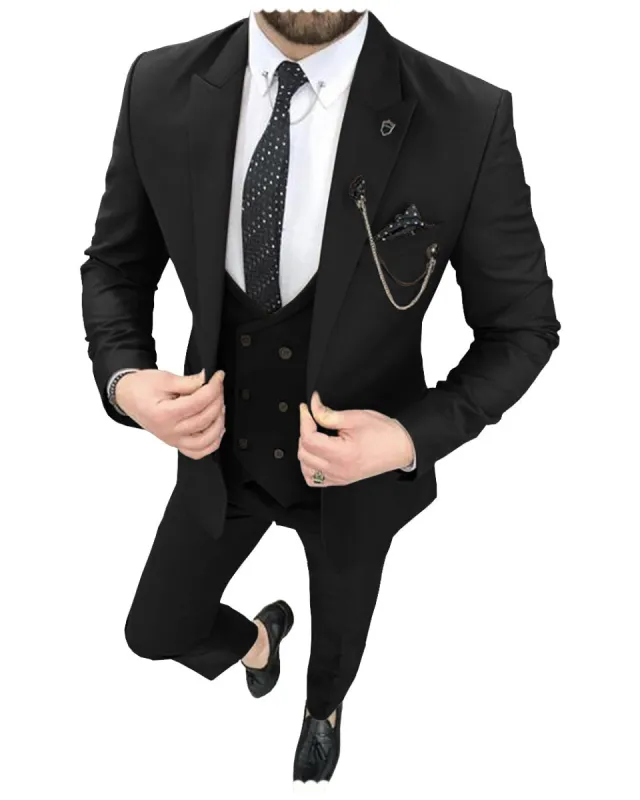 Fashion 3 Pieces Mens Suit Peak Lapel Tuxedos For Wedding (Blazer+vest+Pants) sold by Mens Event Wear