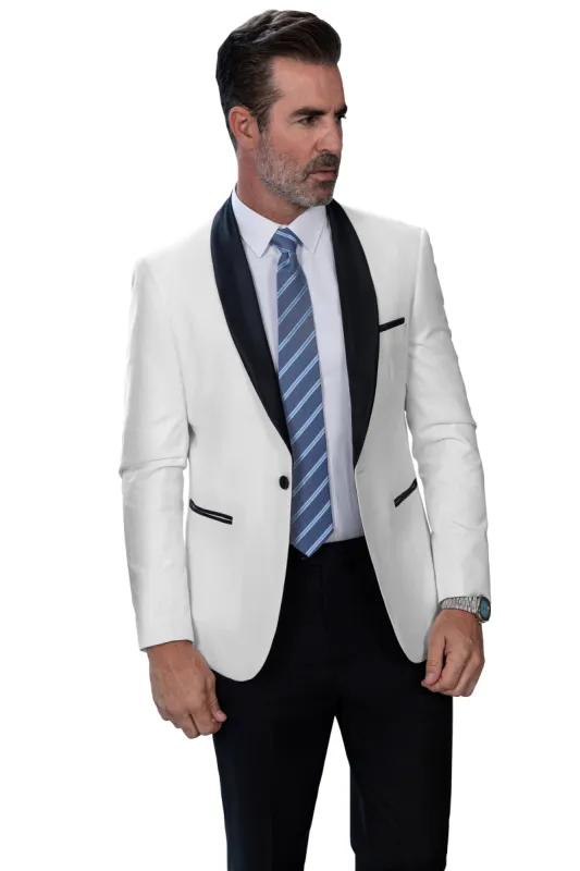 Formal Men's Slim Fit Shawl Lapel Flat Blazer sold by Mens Event Wear