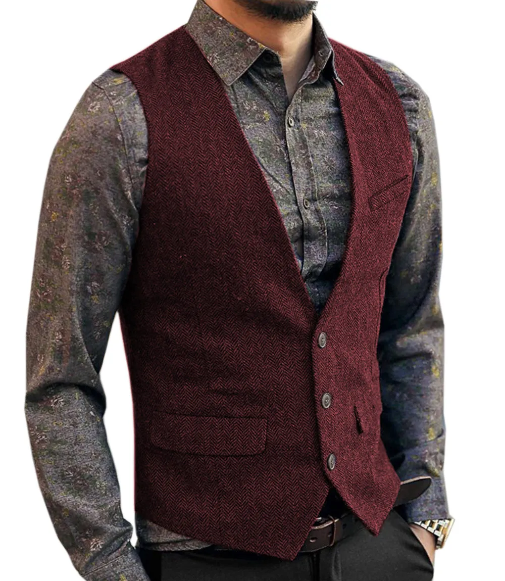 Menseventwear Casual Men's Slim Fit Herringbone V Neck Waistcoat sold by Mens Event Wear product image thumbnail 4