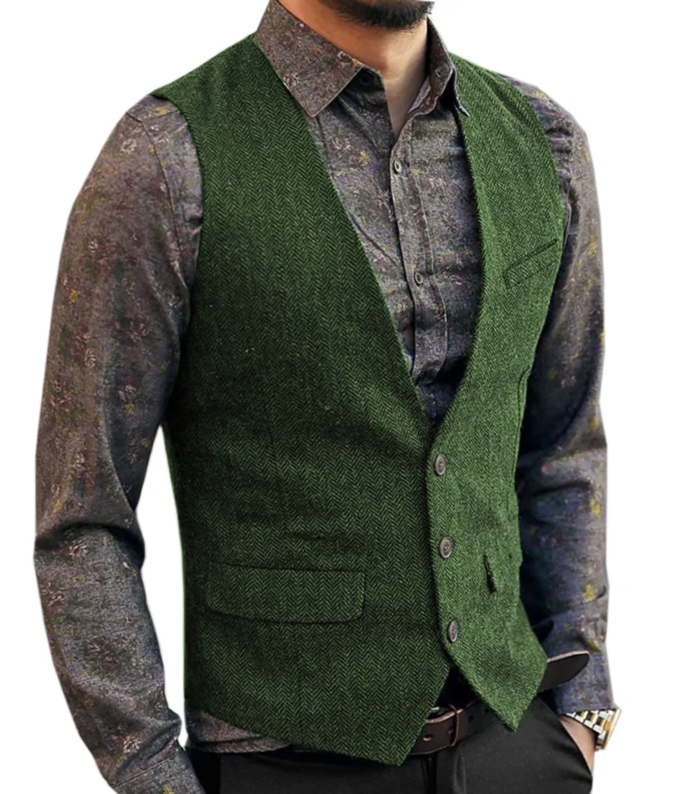 Menseventwear Casual Men's Slim Fit Herringbone V Neck Waistcoat sold by Mens Event Wear product image thumbnail 5