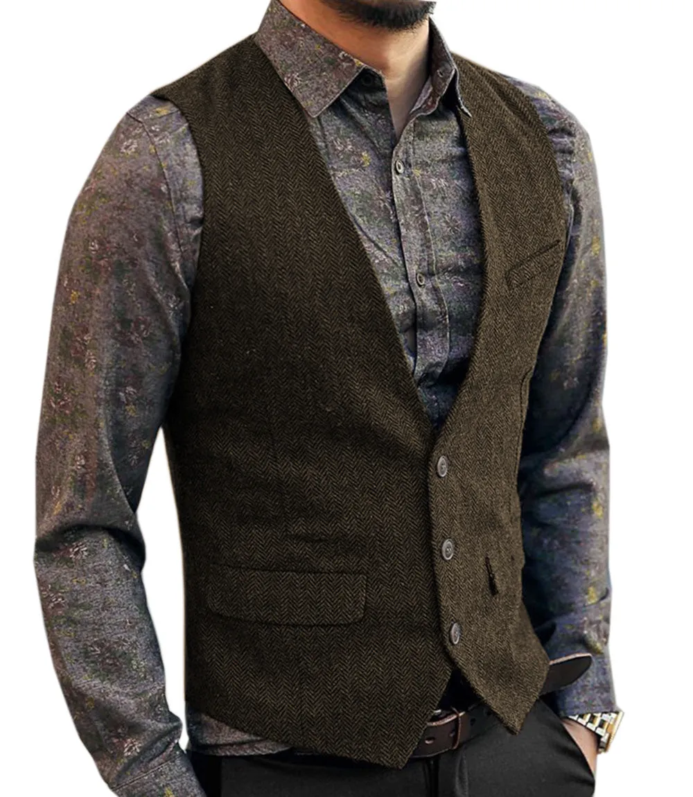 Menseventwear Casual Men's Slim Fit Herringbone V Neck Waistcoat sold by Mens Event Wear product image thumbnail 3
