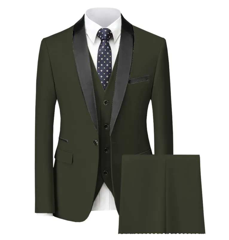 Menseventwear Fashion 3 Pieces Mens Suit Flat Shawl Lapel Tuxedos (Blazer+vest+Pants) sold by Mens Event Wear