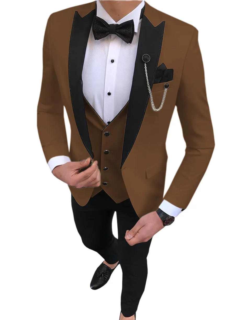 Fashion Men's 3 Pieces Classic Flat Peak Lapel Tuxedos For Wedding (Blazer+vest+Pants) sold by Mens Event Wear product image thumbnail 2