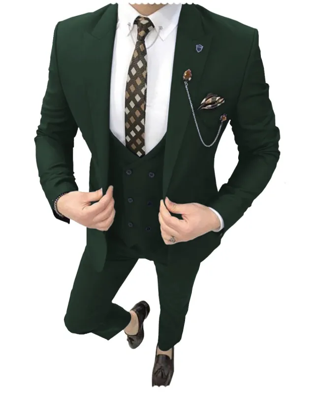 Formal 3 Piece Mens Suit Peak Lapel Blazer For Wedding (Blazer+vest+Pants) sold by Mens Event Wear