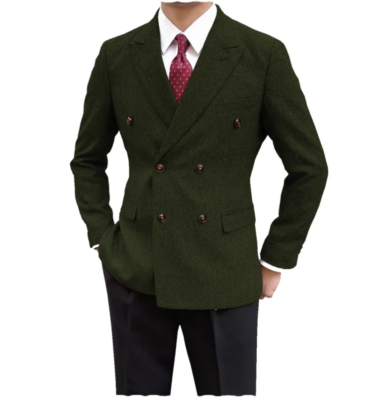 Menseventwear Men's Casual Tweed Notch Lapel Blazer sold by Mens Event Wear