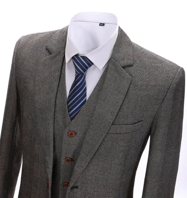 Menseventwear Men's Business 3 Pieces Formal Grey Tweed Notch Lapel Suit (Blazer+vest+Pants) sold by Mens Event Wear product image thumbnail 5
