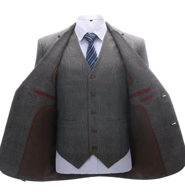 Menseventwear Men's Business 3 Pieces Formal Grey Tweed Notch Lapel Suit (Blazer+vest+Pants) sold by Mens Event Wear product image thumbnail 2
