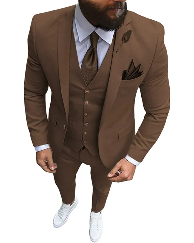 Fashion 3 Pieces Mens Suit Flat Notch Lapel Tuxedos (Blazer+vest+Pants) sold by Mens Event Wear