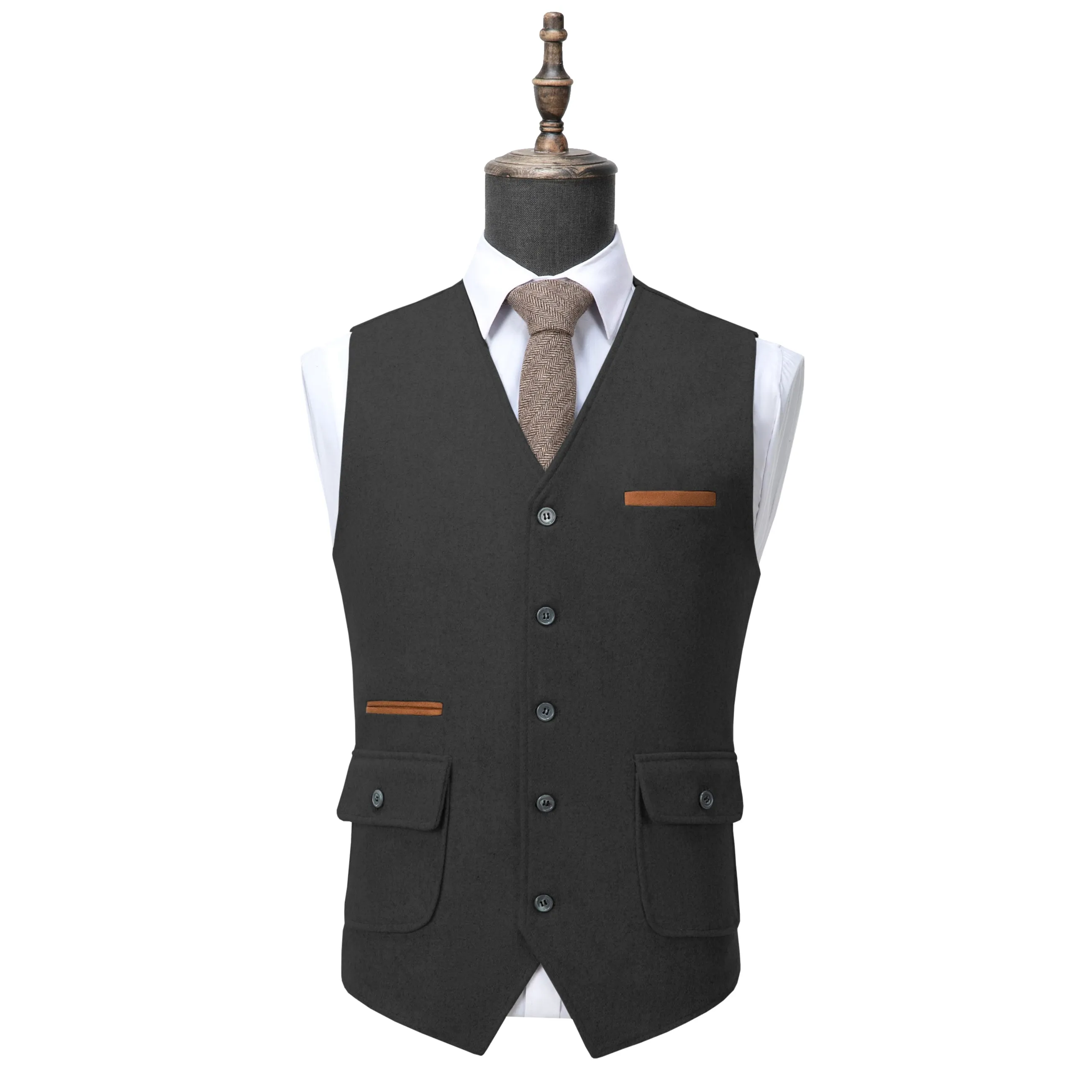 Fashion Mens Regular Fit Tweed V Neck Waistcoat sold by Mens Event Wear product image thumbnail 5