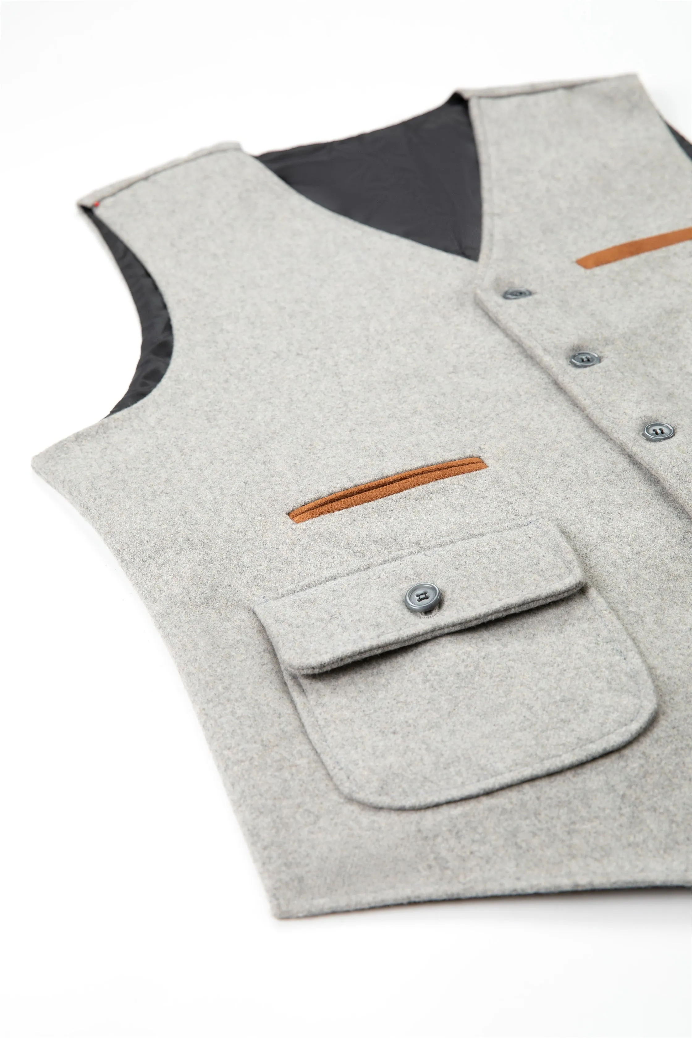 Fashion Mens Regular Fit Tweed V Neck Waistcoat sold by Mens Event Wear product image thumbnail 3