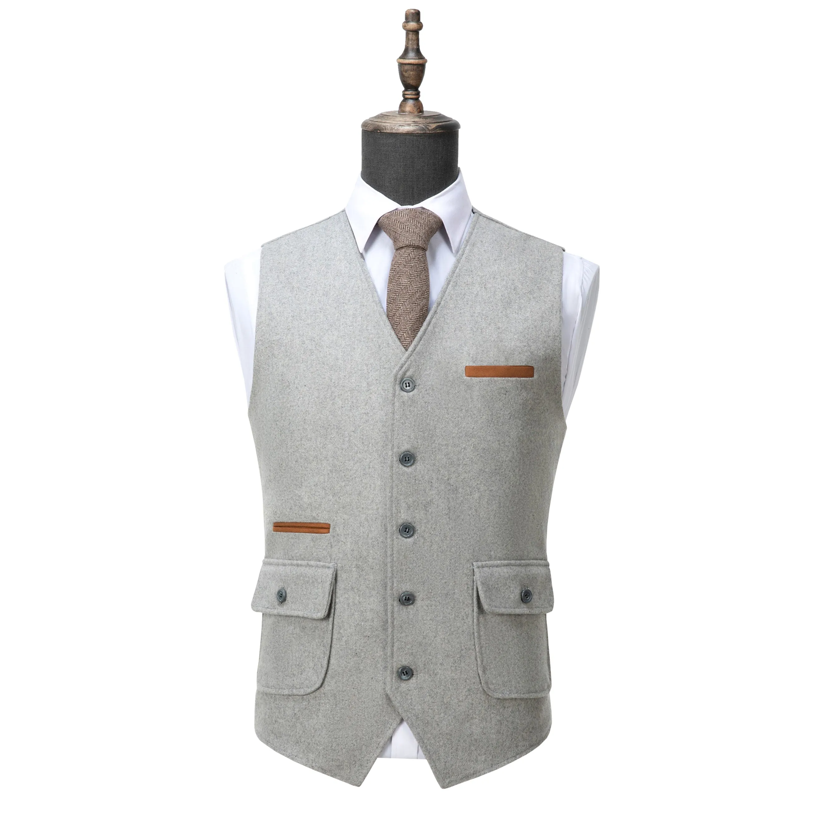 Fashion Mens Regular Fit Tweed V Neck Waistcoat sold by Mens Event Wear