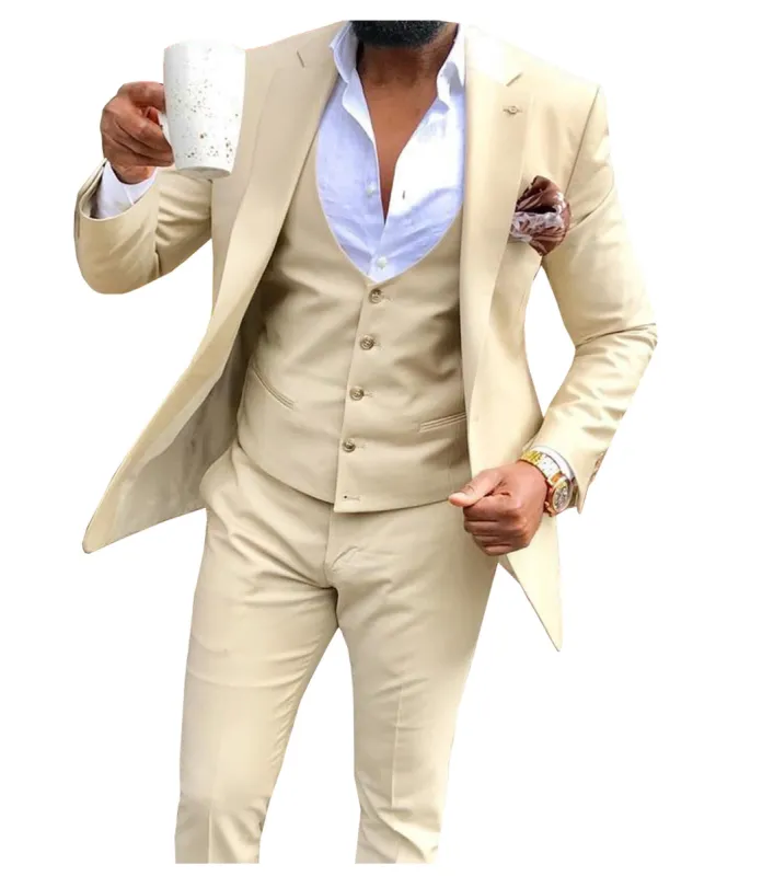 Casual Men's 3 Pieces Mens Suit Flat Notch Lapel Tuxedos (Blazer+vest+Pants) sold by Mens Event Wear