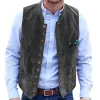 Casual Men's Classic Suede Stand Collar Waistcoat Denim Jacket sold by Mens Event Wear