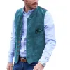 Casual Men's Classic Suede Stand Collar Waistcoat Denim Jacket sold by Mens Event Wear