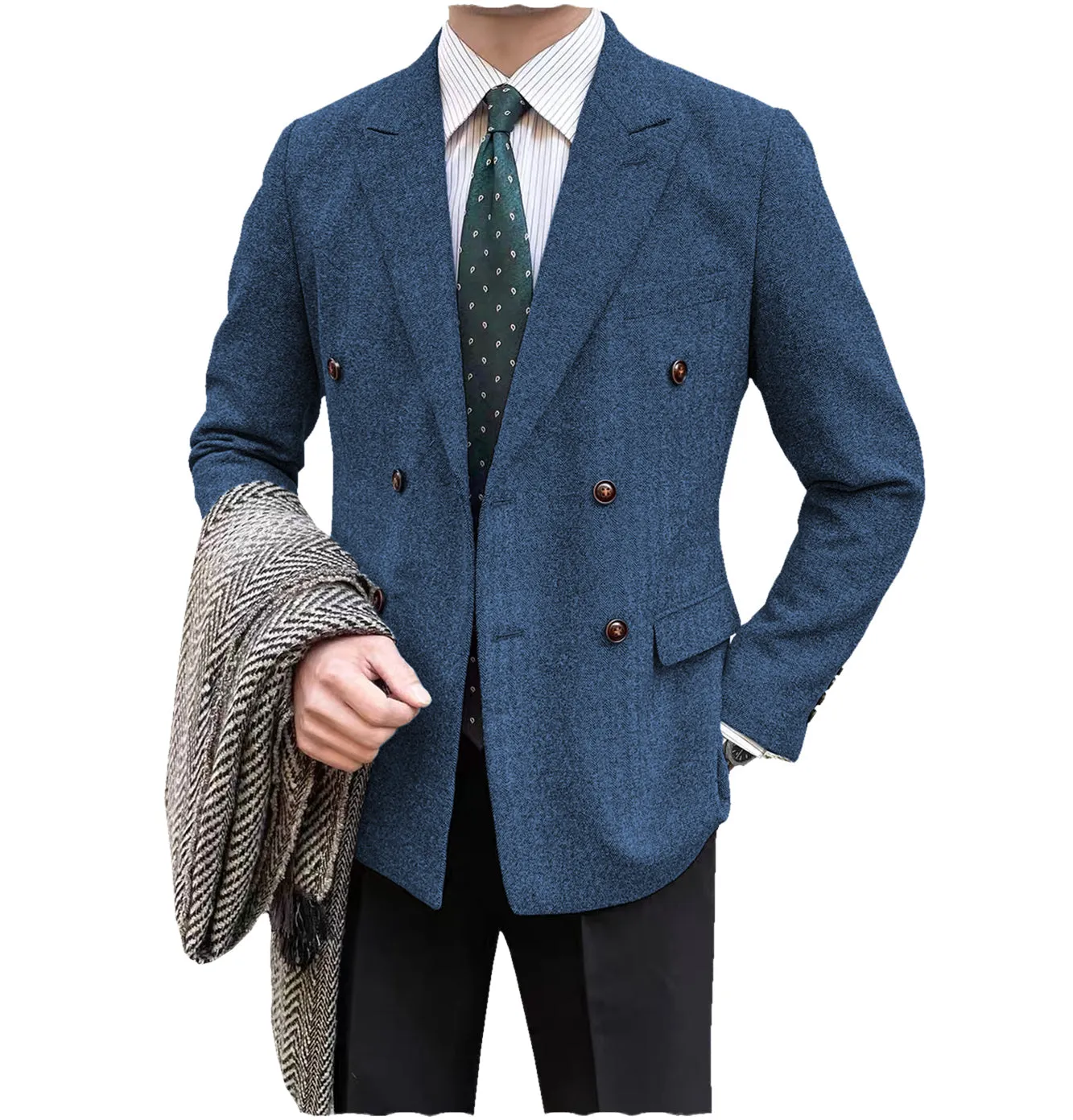 Men's Casual Tweed Notch Lapel Blazer sold by Mens Event Wear product image thumbnail 5