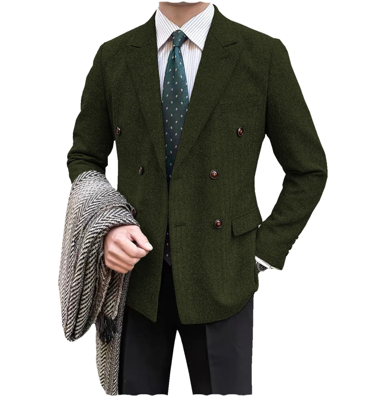 Men's Casual Tweed Notch Lapel Blazer sold by Mens Event Wear