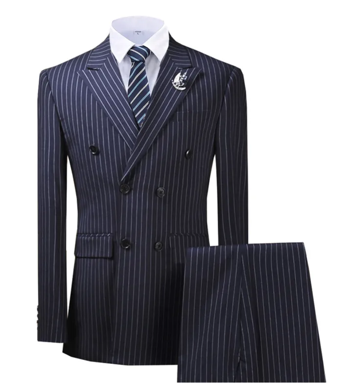 Menseventwear Formal Men's 2 Pieces Mens Suit Peak Lapel Striped Tuxedos (Blazer+Pants) sold by Mens Event Wear