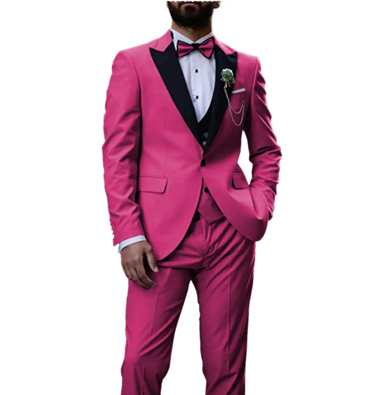 Formal Men's 3 Pieces Mens Suit Peak Lapel Tuxedos (Blazer+vest+Pants) sold by Mens Event Wear