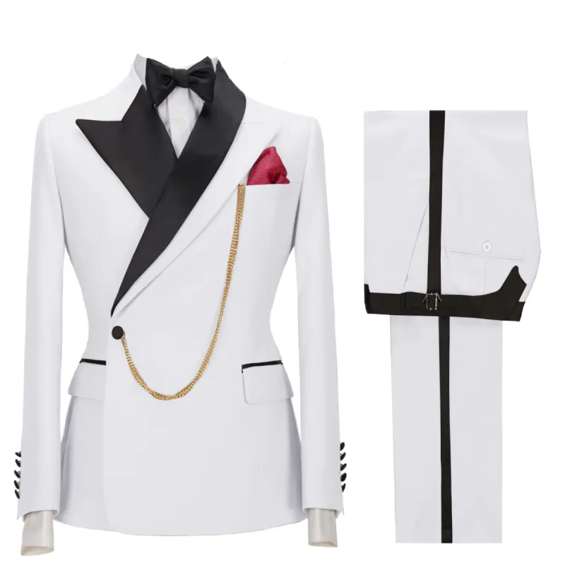 Casual Mens Suit 2 Pieces Peak Lapel Blazer For Wedding (Blazer+Pants) sold by Mens Event Wear