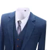Menseventwear Men's Business 3 Pieces Formal  Royal Blue Herringbone Tweed Notch Lapel Suit (Blazer+vest+Pants) sold by Mens Event Wear