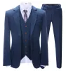 Menseventwear Men's Business 3 Pieces Formal  Royal Blue Herringbone Tweed Notch Lapel Suit (Blazer+vest+Pants) sold by Mens Event Wear