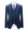Menseventwear Men's Business 3 Pieces Formal  Royal Blue Herringbone Tweed Notch Lapel Suit (Blazer+vest+Pants) sold by Mens Event Wear