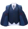 Menseventwear Men's Business 3 Pieces Formal  Royal Blue Herringbone Tweed Notch Lapel Suit (Blazer+vest+Pants) sold by Mens Event Wear