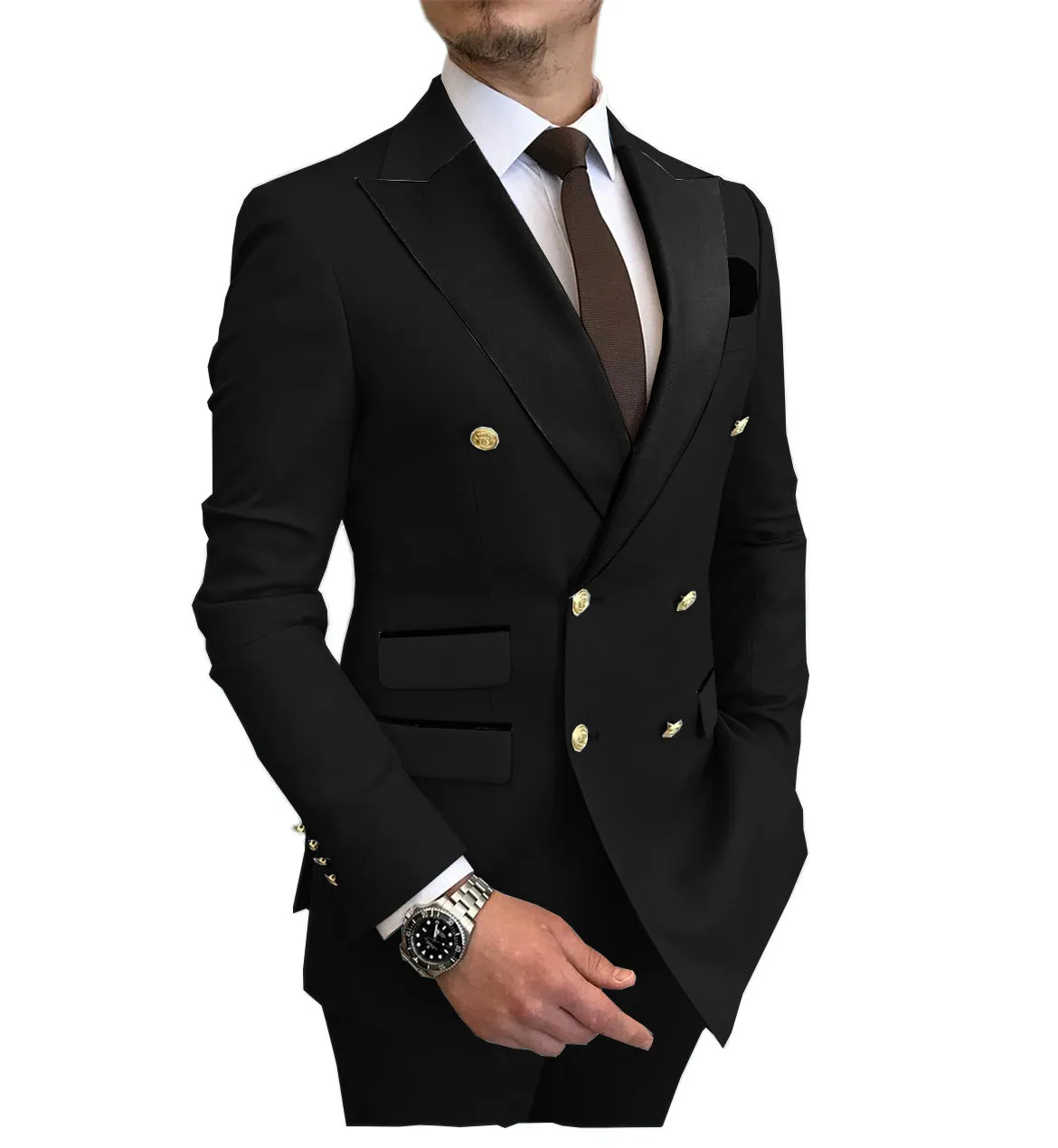 Menseventwear Casual Men's Suit Slim Fit Double Breasted 2 Piece Business Tuxedos (Blazer+Pants) sold by Mens Event Wear product image thumbnail 2
