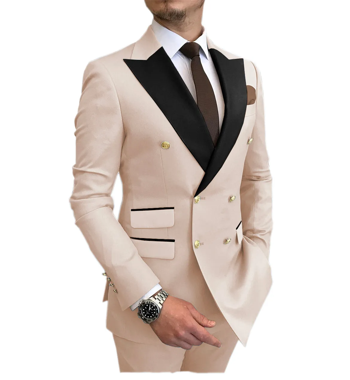 Menseventwear Casual Men's Suit Slim Fit Double Breasted 2 Piece Business Tuxedos (Blazer+Pants) sold by Mens Event Wear