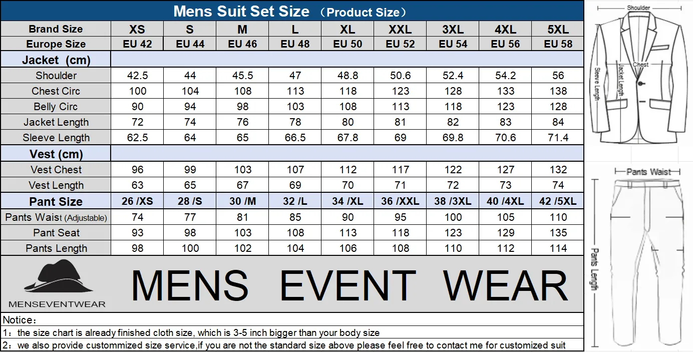 Menseventwear Casual Men's Suit Slim Fit Double Breasted 2 Piece Business Tuxedos (Blazer+Pants) sold by Mens Event Wear product image thumbnail 3