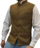 Casual Men's Slim Fit herringbone Stand Collar Waistcoat sold by Mens Event Wear